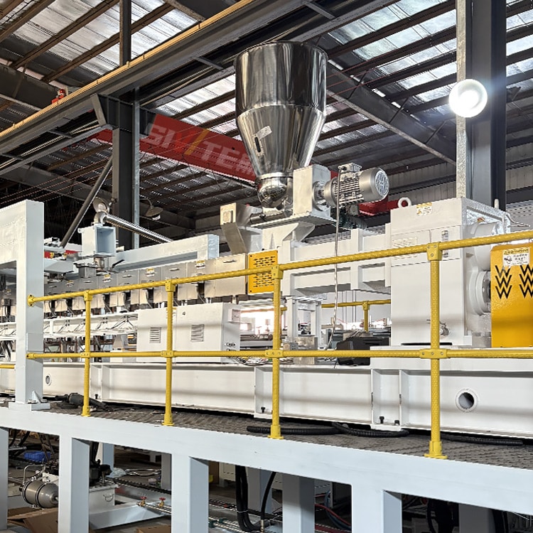 swt 75s twin crew pet plastic sheet extruder