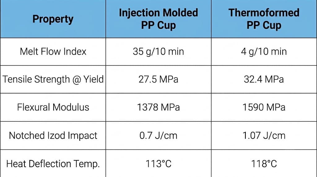 Impact resistance of PP plastic cups