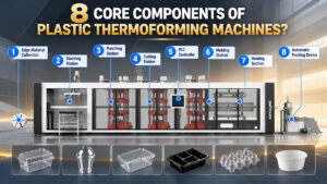 Apa saja komponen inti yang membentuk mesin thermoforming 3 stasiun otomatis sepenuhnya? Jelajahi 8 sistem — pengumpanan, pemanasan, pembentukan, pelubangan, penumpukan — dan bagaimana semuanya bekerja bersama.